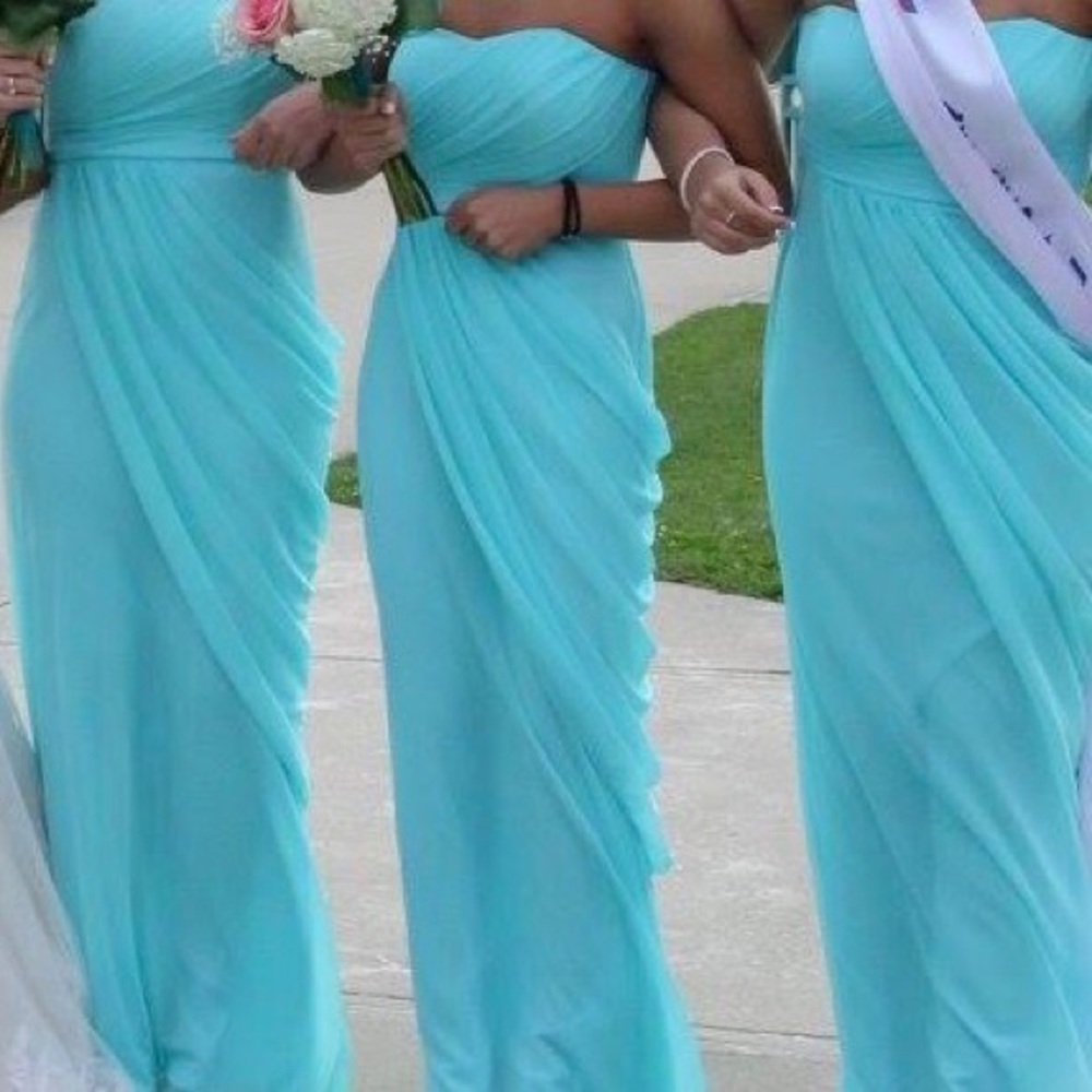 David’s Bridal blue bridesmaid dress